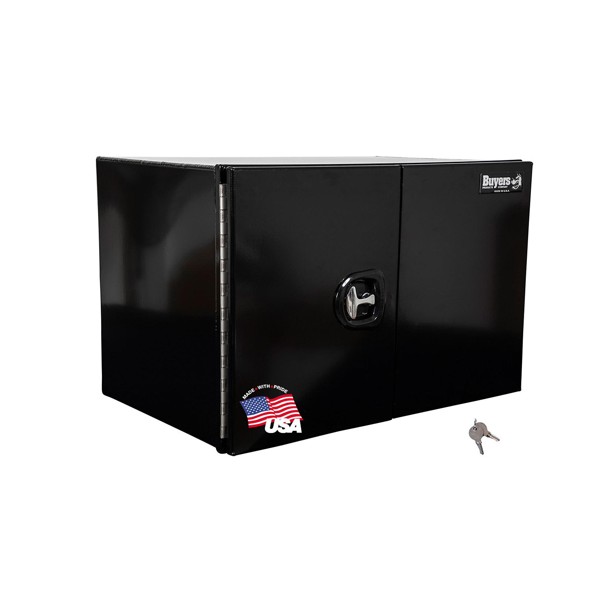 Buyers Products, 30x18x18 Pro 2 Door Underbody Truck Tool Job Storage Box, Width 18 in, Material Aluminum, Color Finish Glossy Black, Model# 1705903
